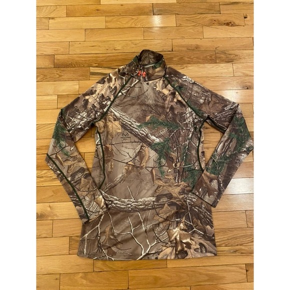 Under Armour Camo Long Sleeve Mock Neck Hunting Top Womens Large - Picture 1 of 6
